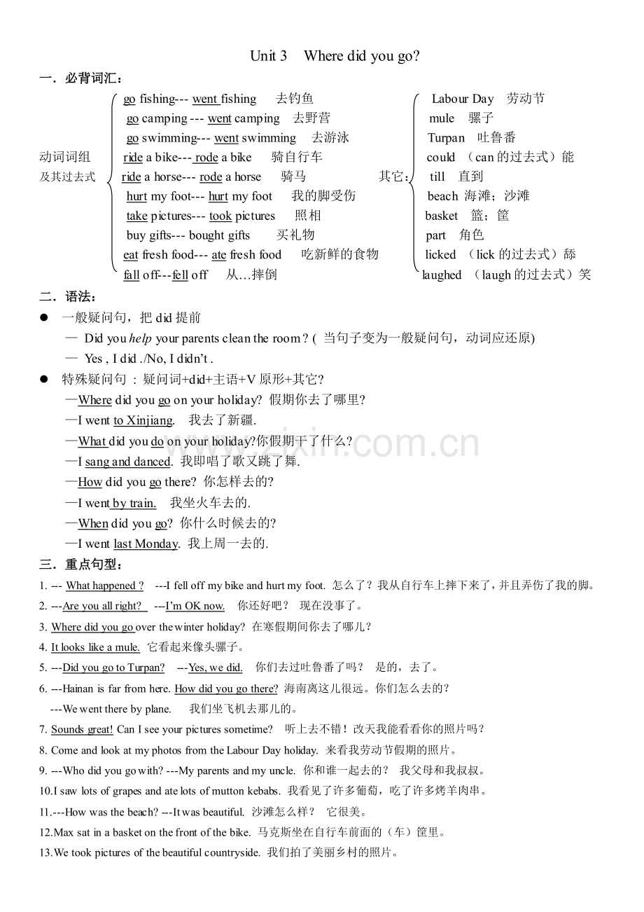 2023年新人教版英语六年级下册单元知识点.doc_第3页