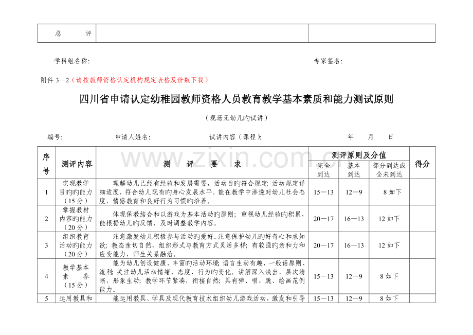 2023年四川申请认定教师资格人员教育教学基本素质和能力测试标准.doc_第2页