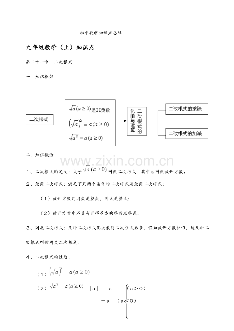 2023年初中数学精编版完整版九年级知识点及公式总结大全人教版.doc_第1页