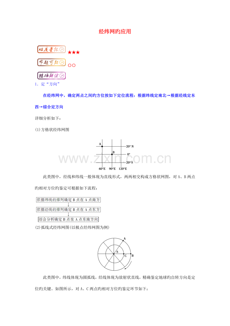 2023年高三地理最基础考点系列考点经纬网的应用知识点.doc_第1页