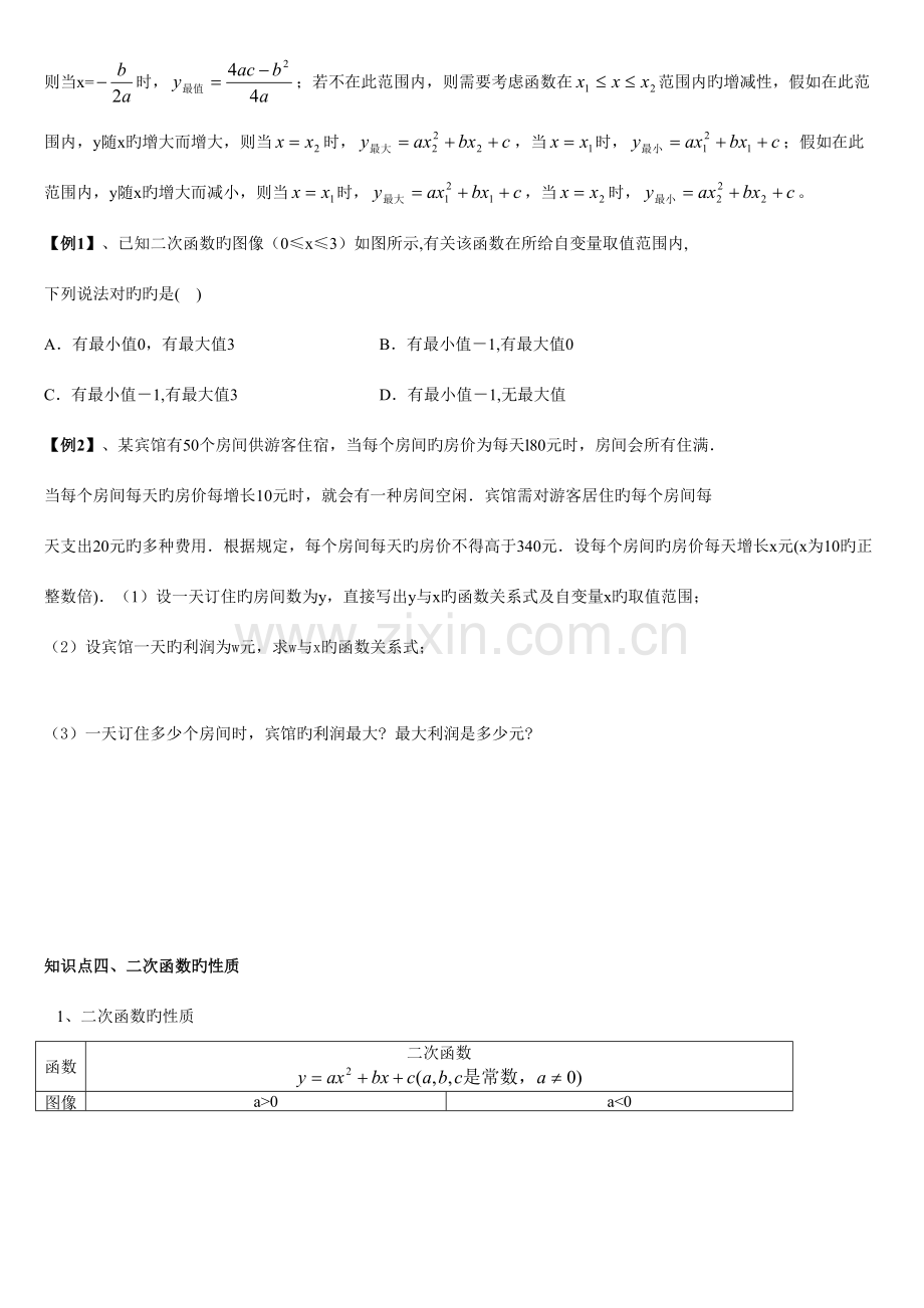 2023年二次函数知识点总结及典型例题.doc_第3页