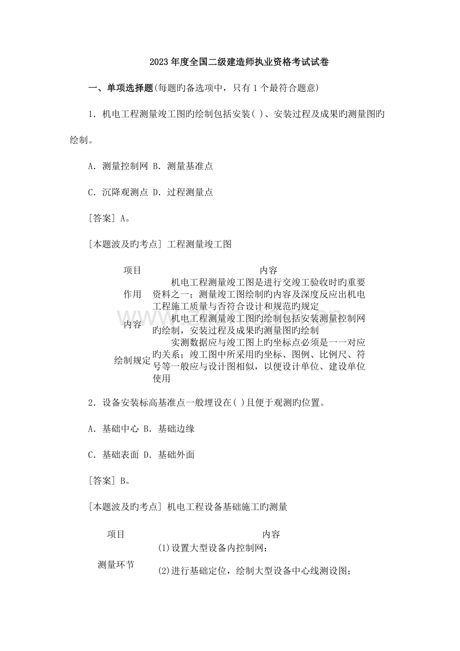 2023年二级建造师机电工程管理与实务真题解析.doc_第1页