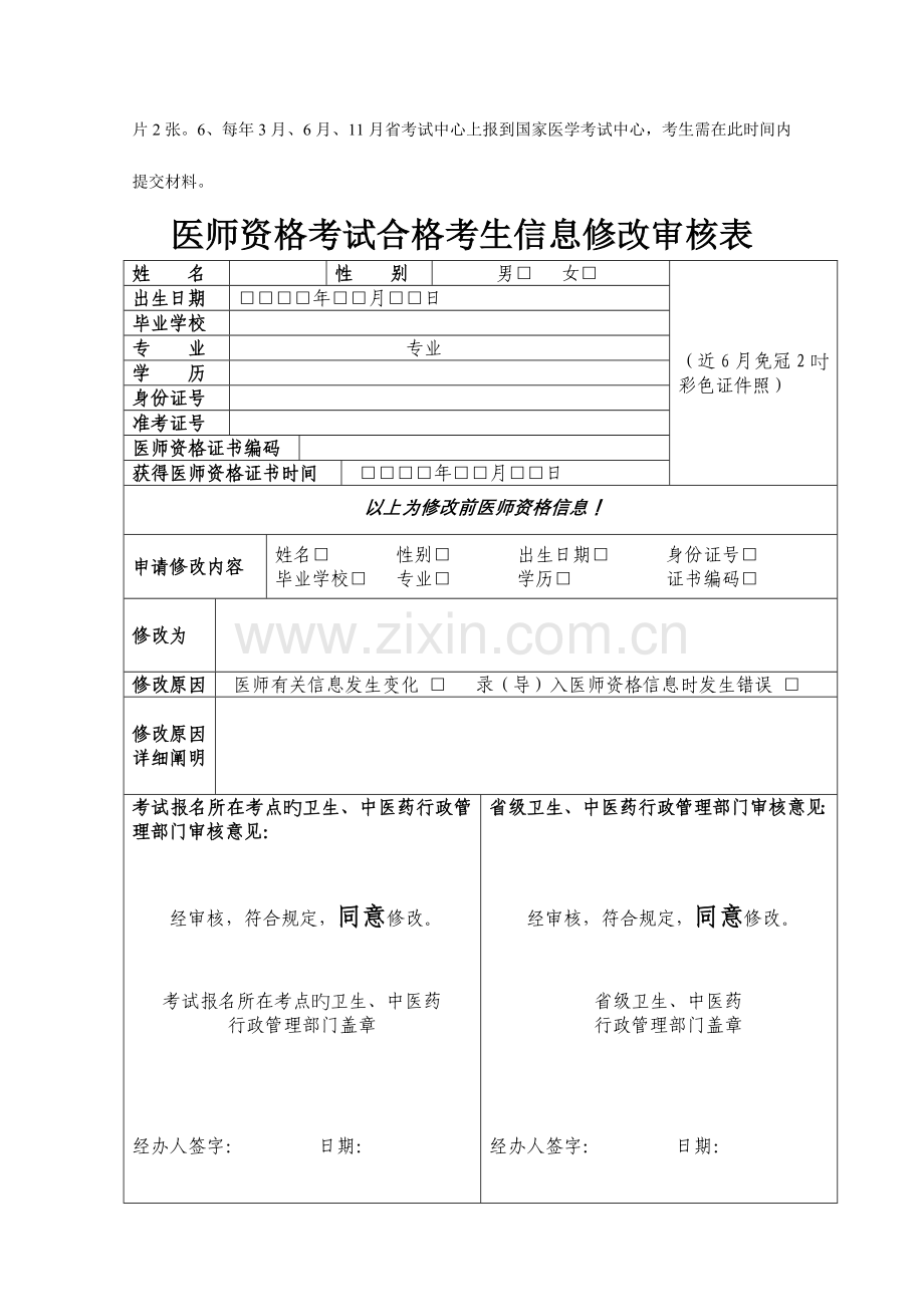 2023年医师资格考试合格考生信息修改申请审核表.doc_第2页