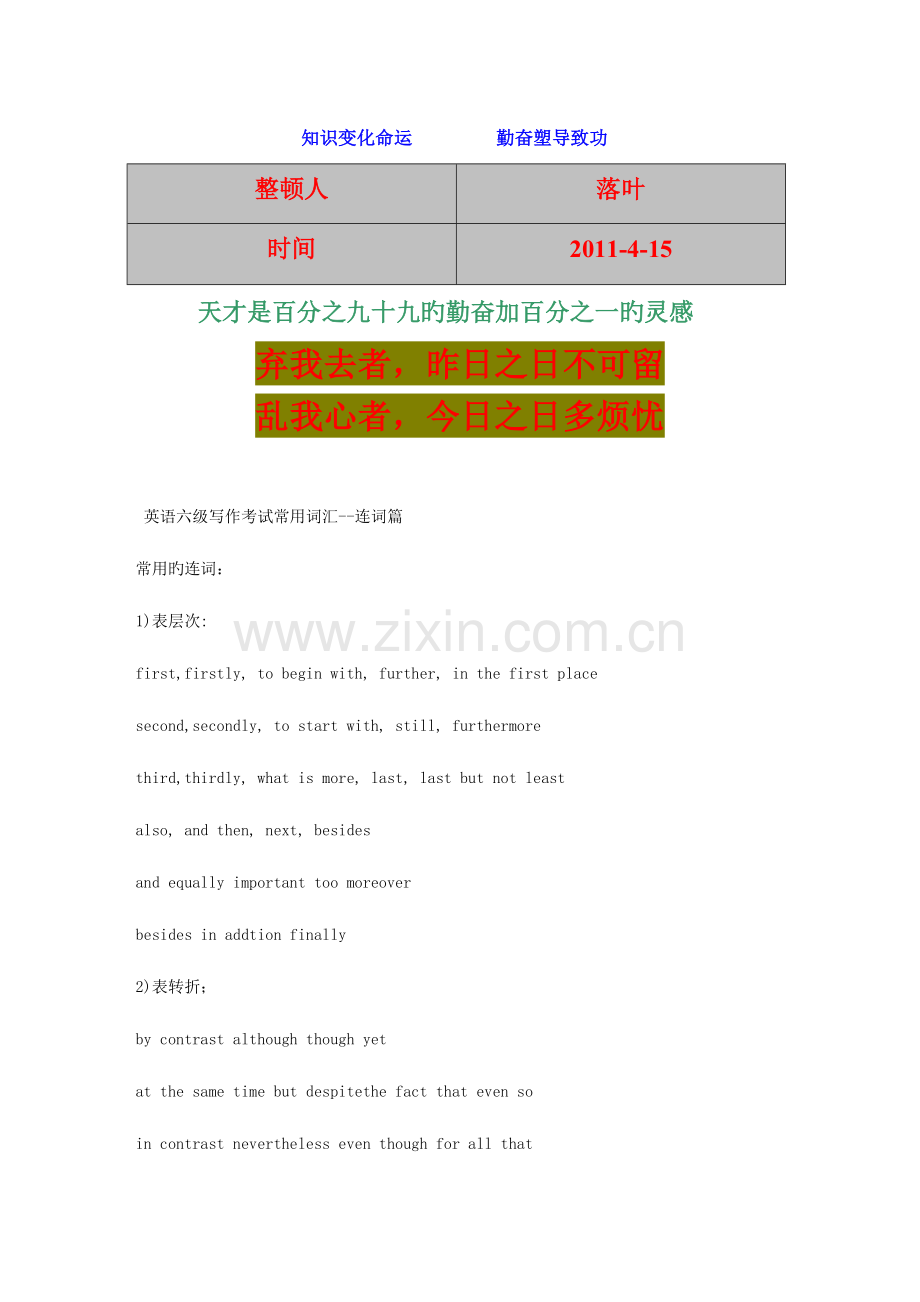 2023年经典资料大全英语学习英语六级写作考试常用词汇必备.doc_第1页