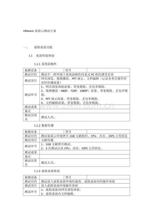 桌面云测试方案办公桌面.docx