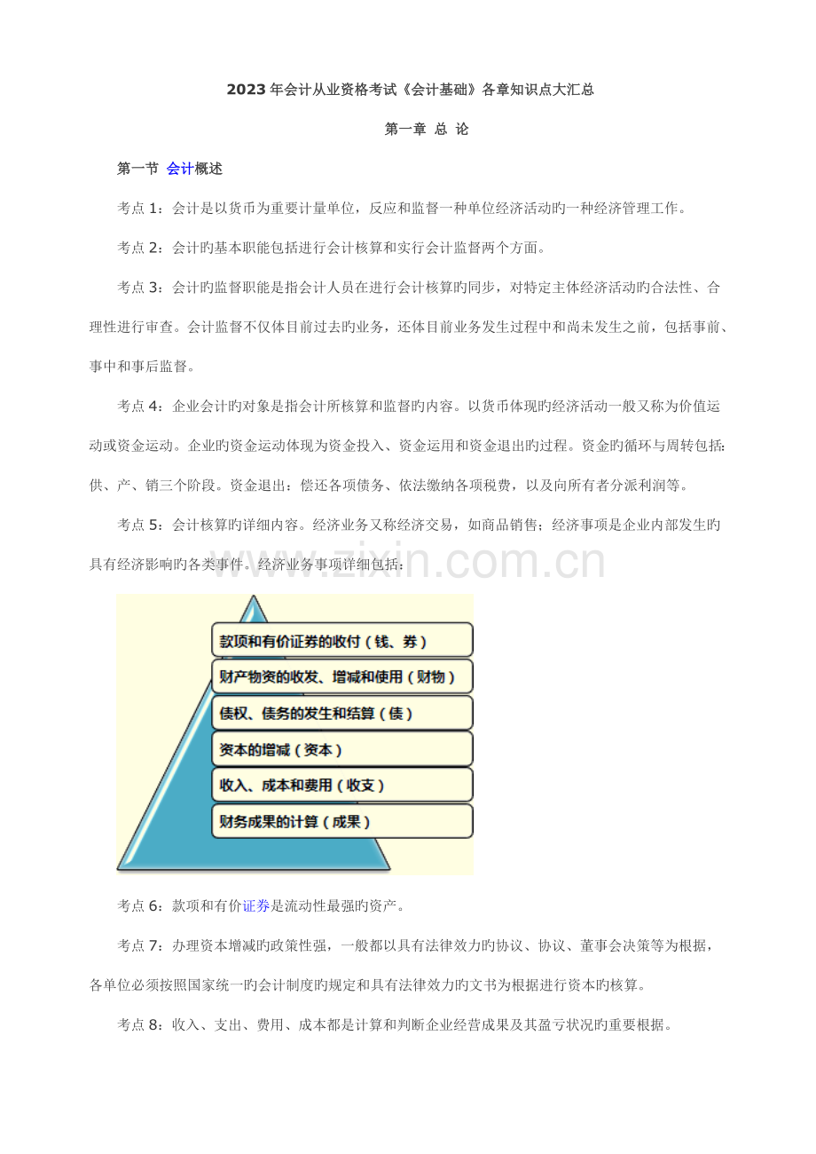 2023年会计从业资格考试会计基础知识点汇总.doc_第1页