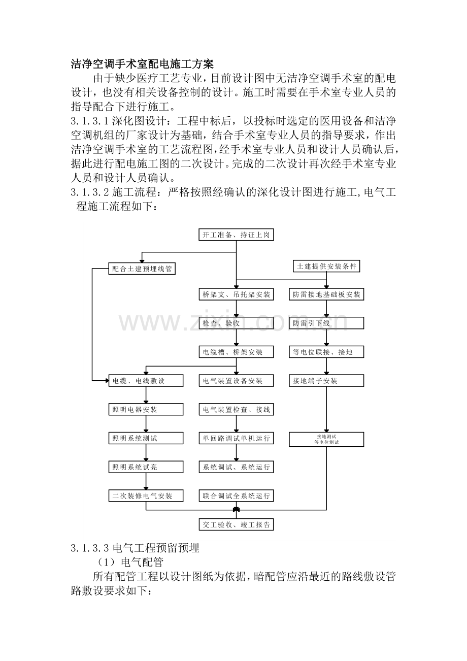 洁净空调手术室配电施工方案.docx_第1页