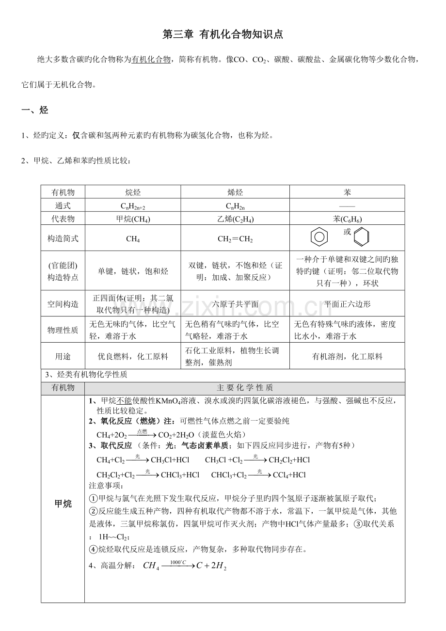 2023年高一化学必修有机化合物知识点总结精编.doc_第1页