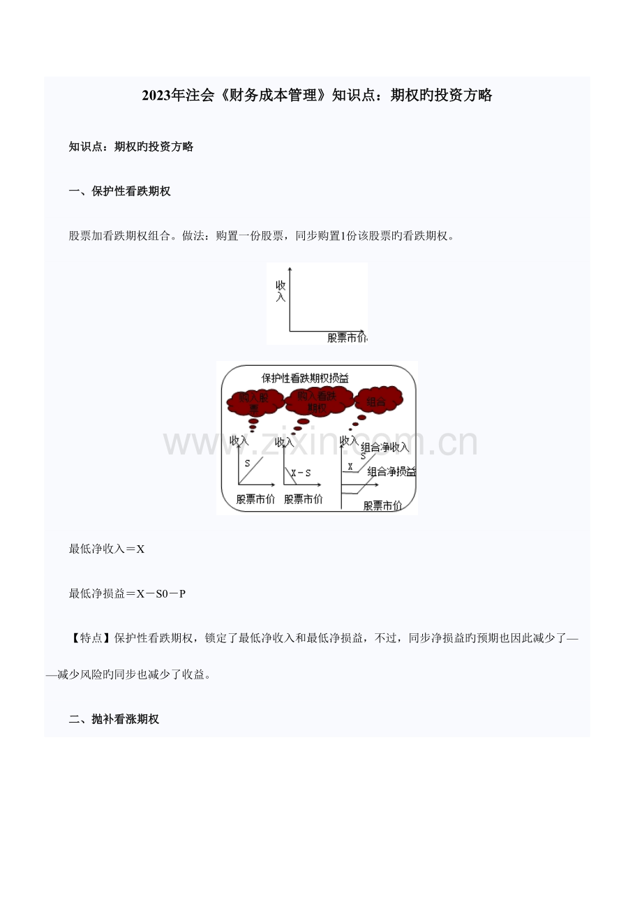 2023年注会财务成本管理知识点期权的投资策略.doc_第1页