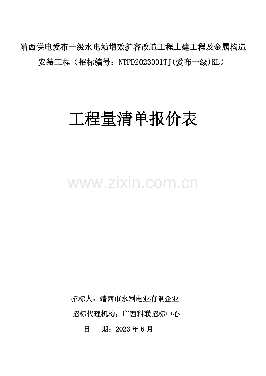 靖西供电爱布一级水电站增效扩容改造工程土建工程及金属结构安装.doc_第1页