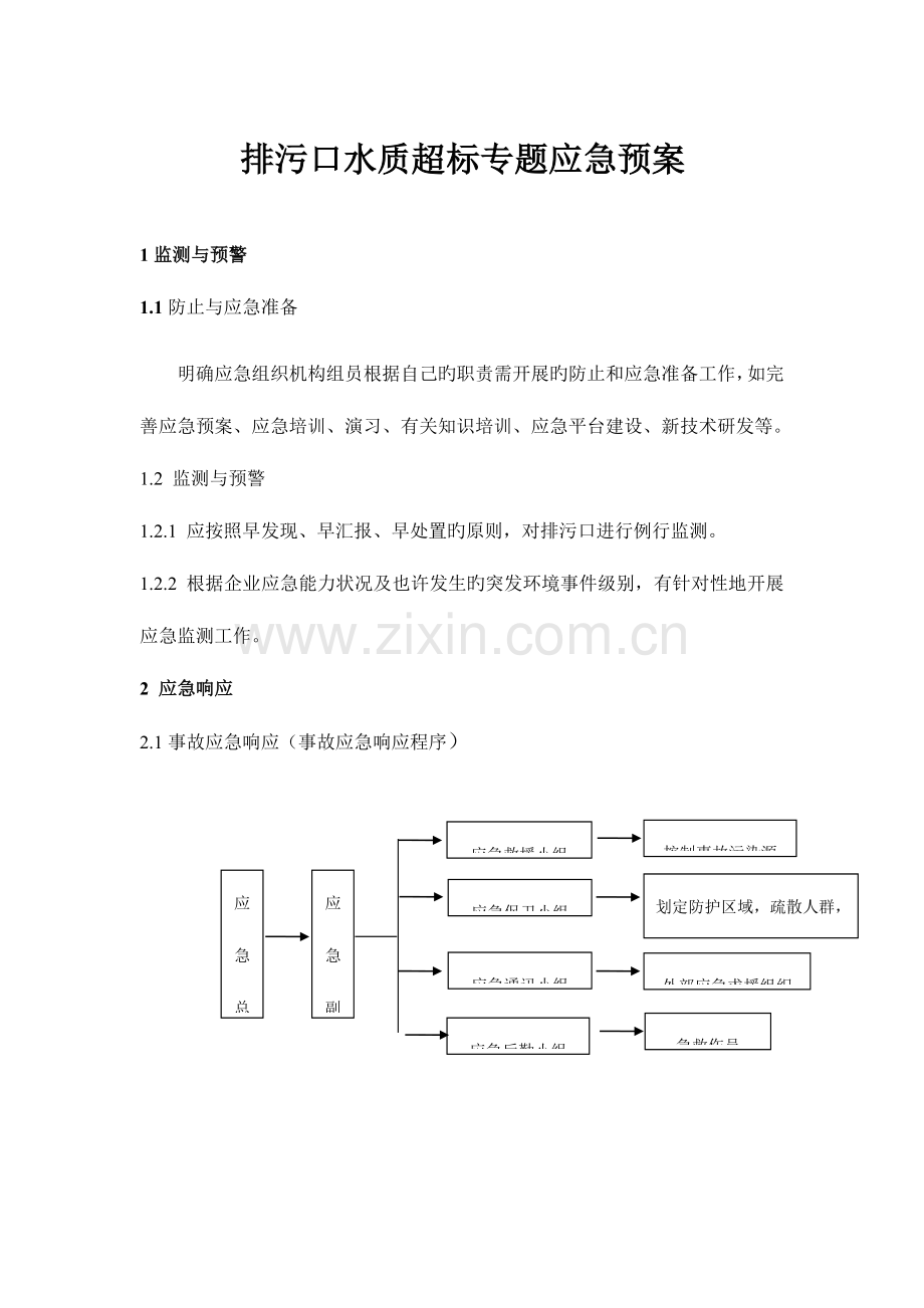 2023年排污口水质超标专项应急预案.doc_第1页