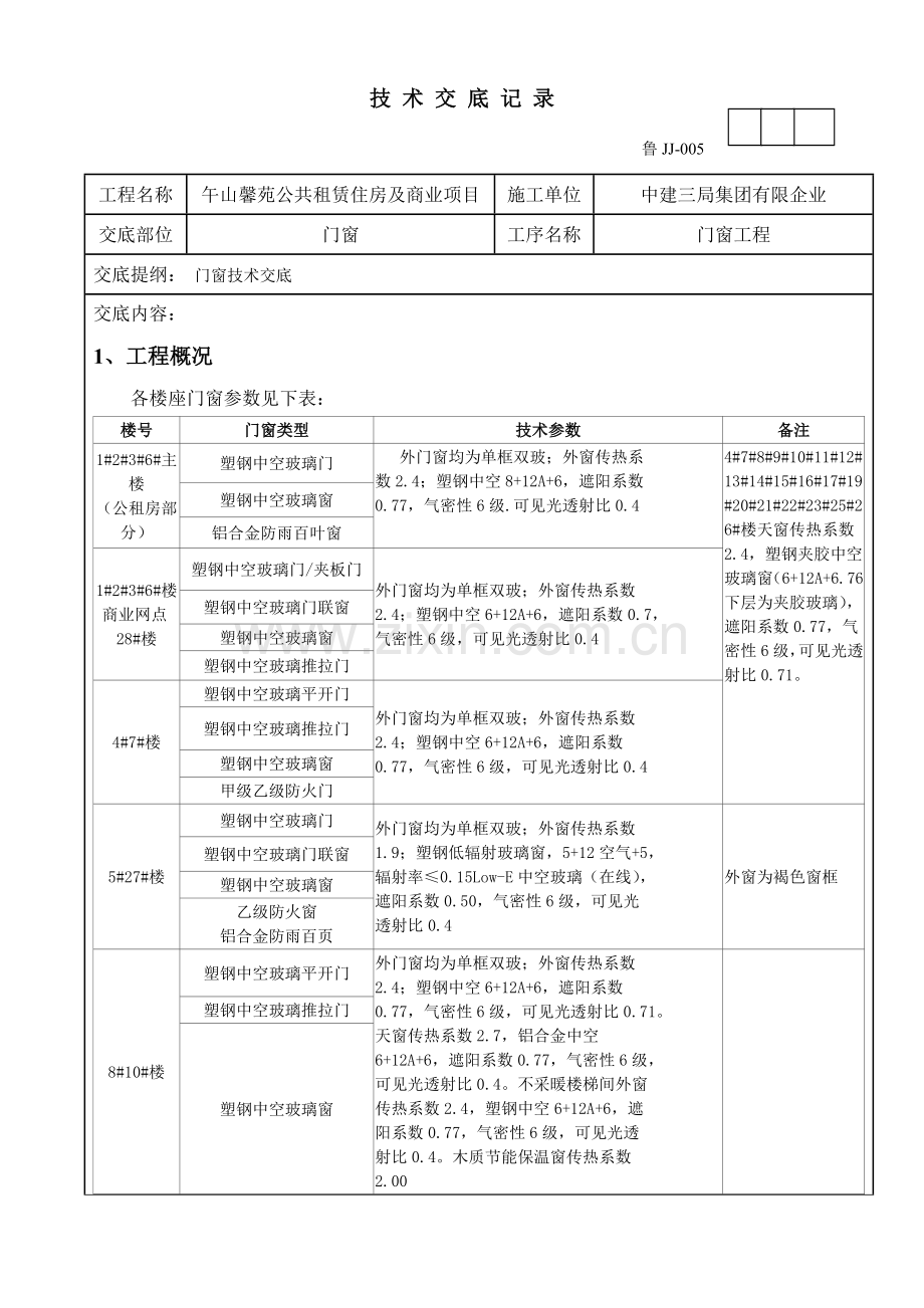 技术交底记录门窗工程.doc_第1页