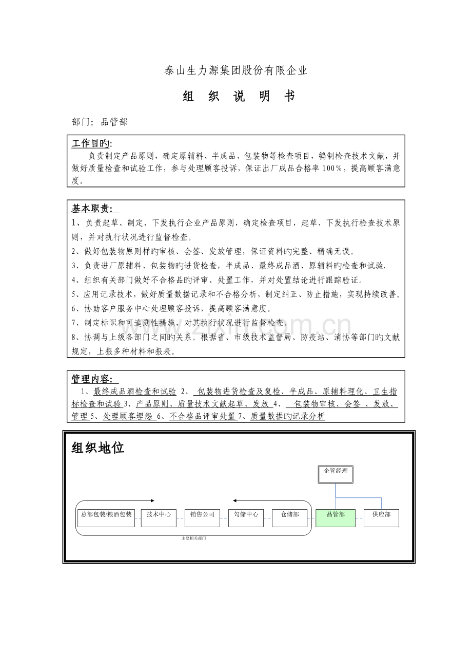 品管部组织说明书.doc_第1页