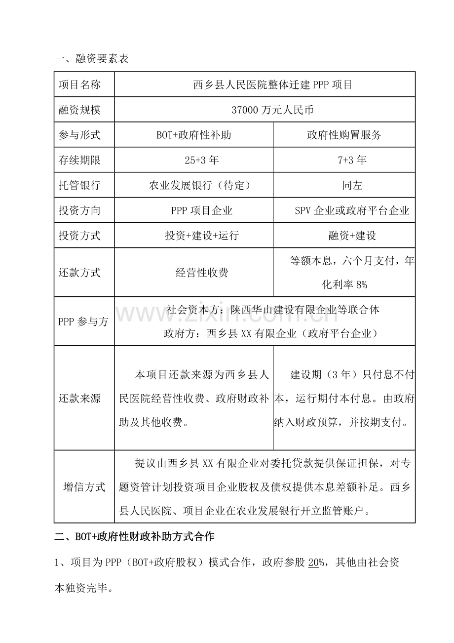 西乡县人民医院PPP项目融资方案.doc_第3页