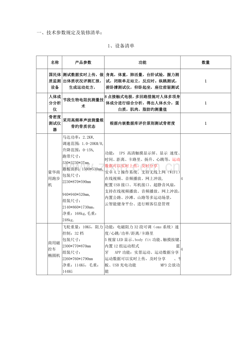 技术参数要求及装修清单.doc_第1页