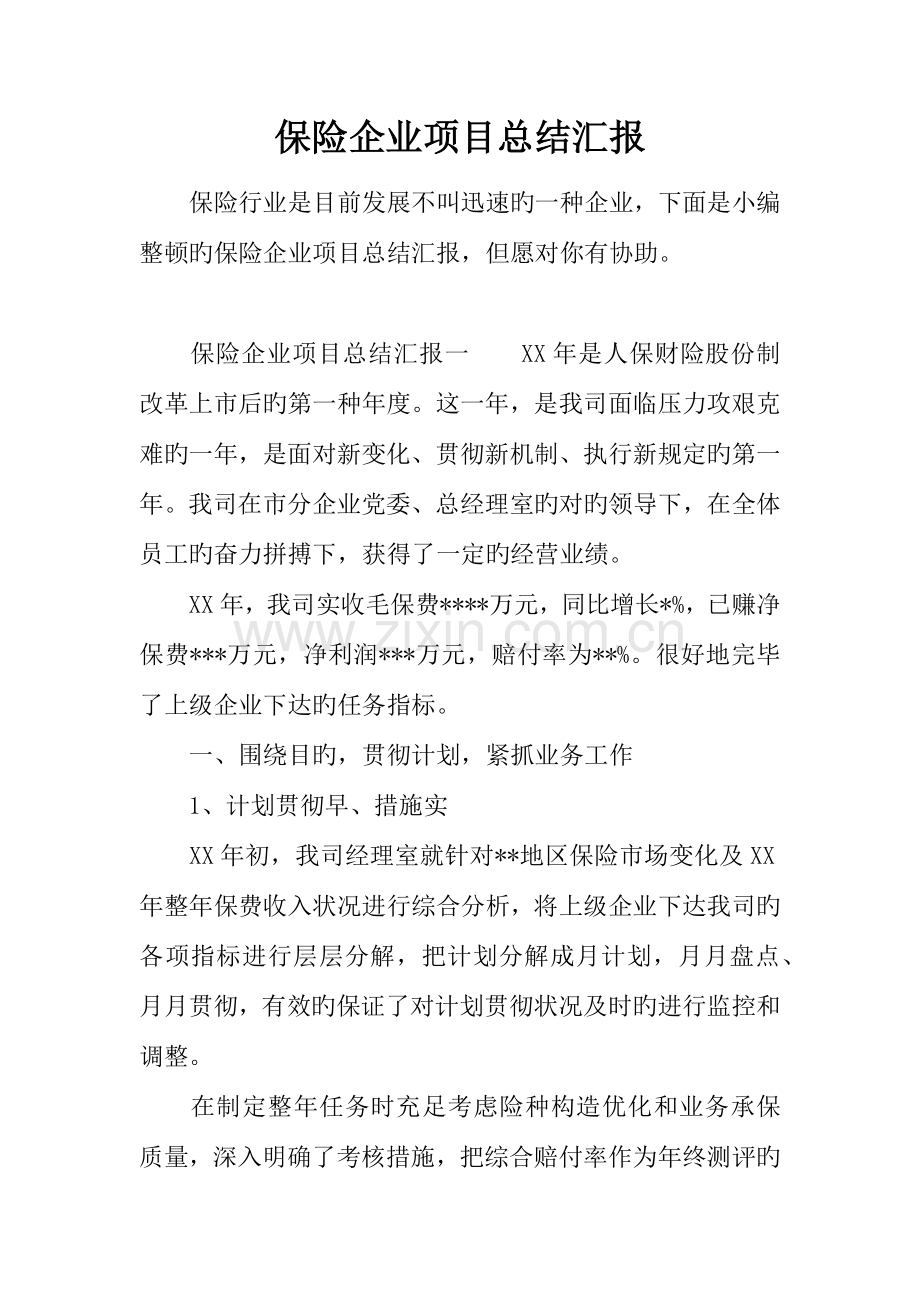 保险公司项目总结报告.docx_第1页