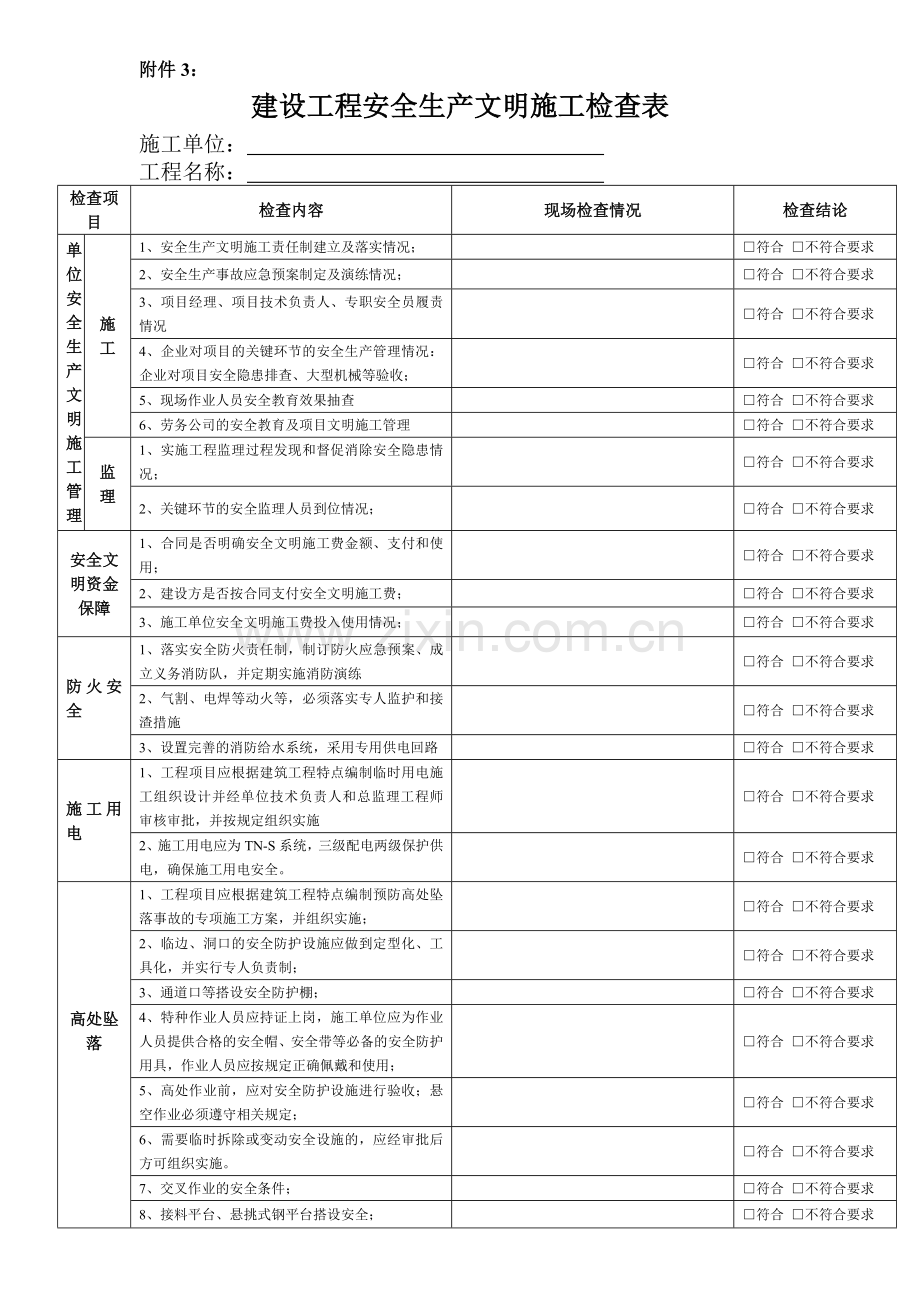 建设工程安全生产文明施工检查表.doc_第1页