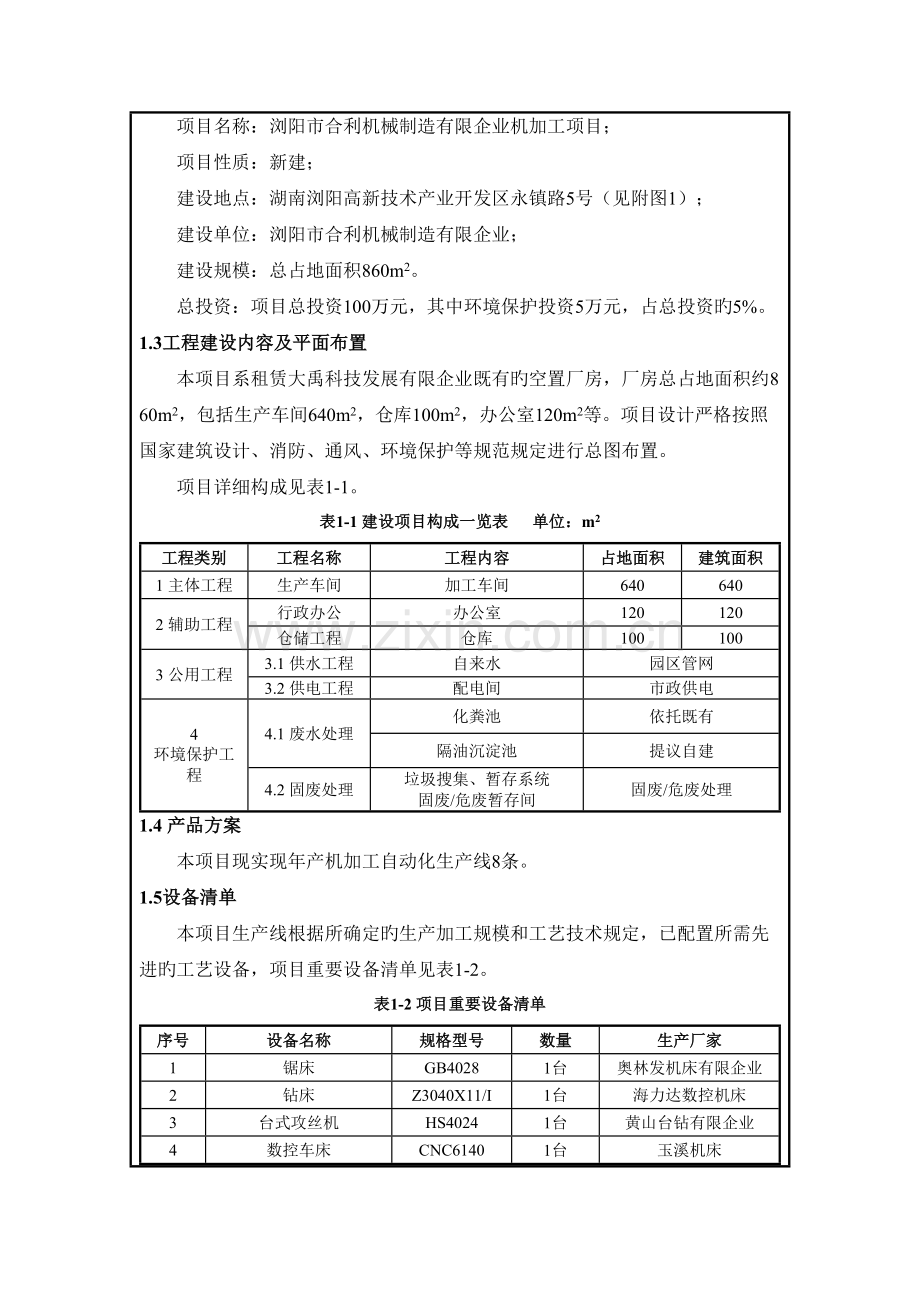 浏阳市合利机械制造有限公司机加工项目.doc_第2页
