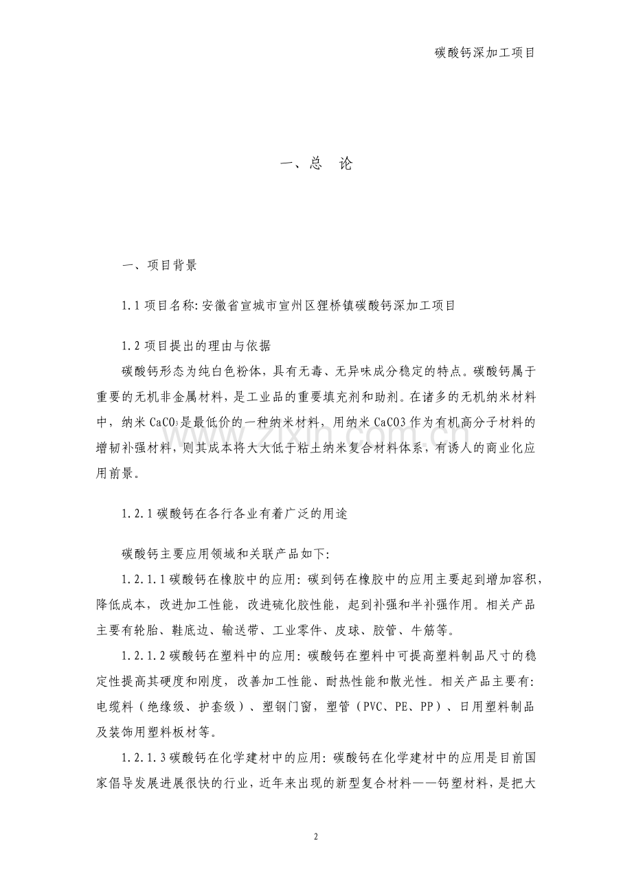 碳酸钙深加工项目可行性研究报告.pdf_第2页