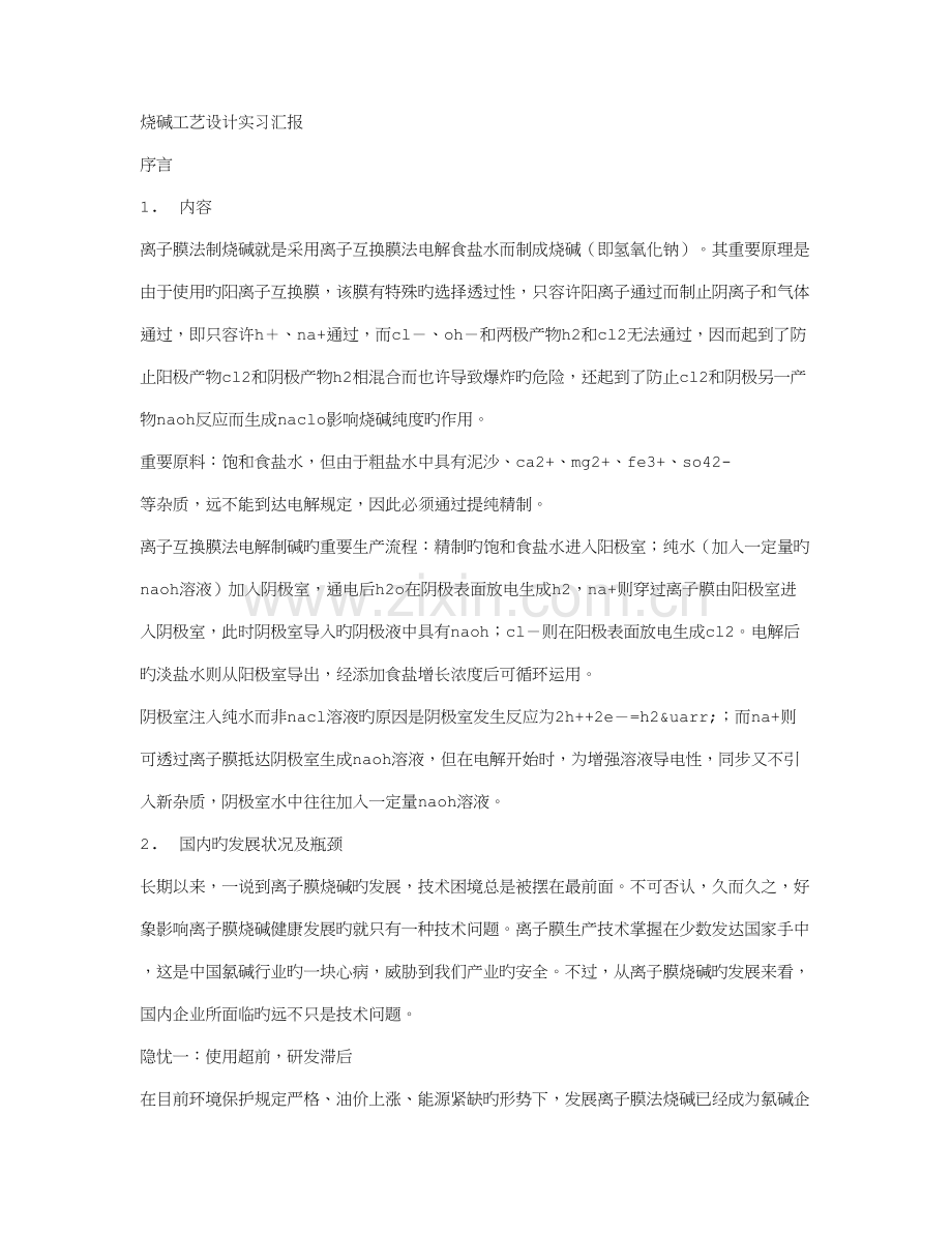 烧碱工艺设计实习报告.doc_第1页