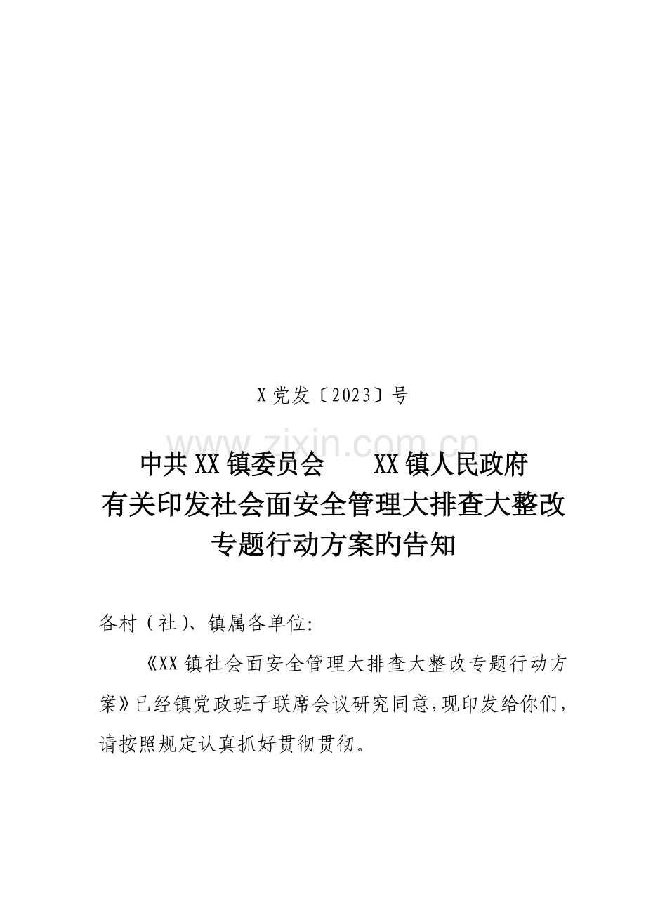 镇社会面安全管理专项行动方案.doc_第1页