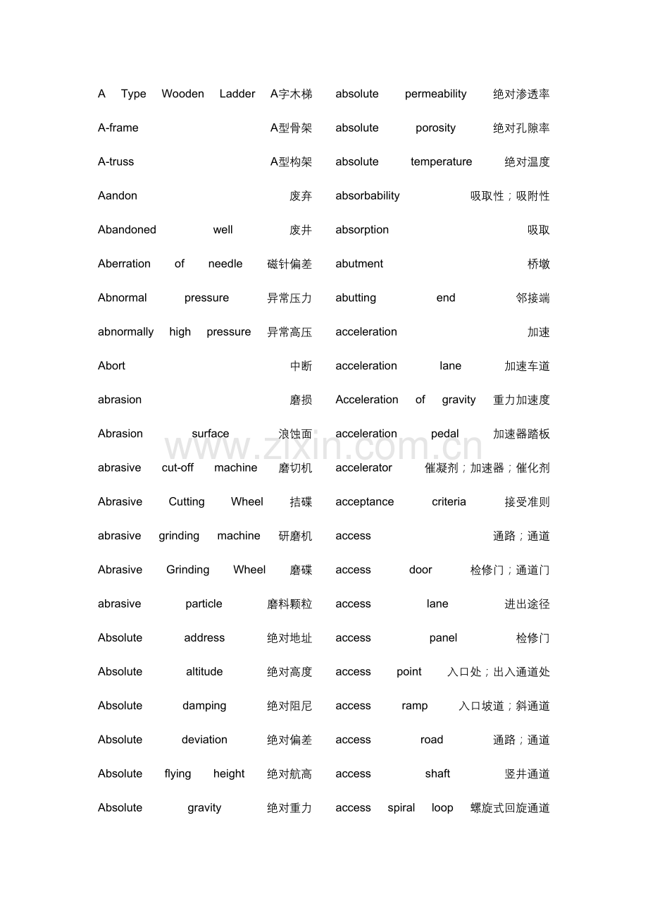 土木工程专业英语词典.doc_第1页