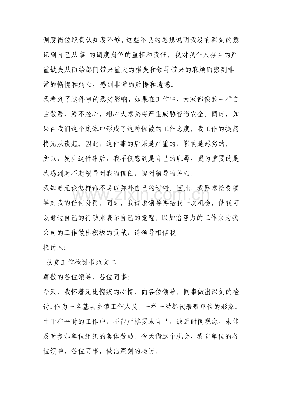 扶贫工作检讨书范文文档资料.pdf_第2页