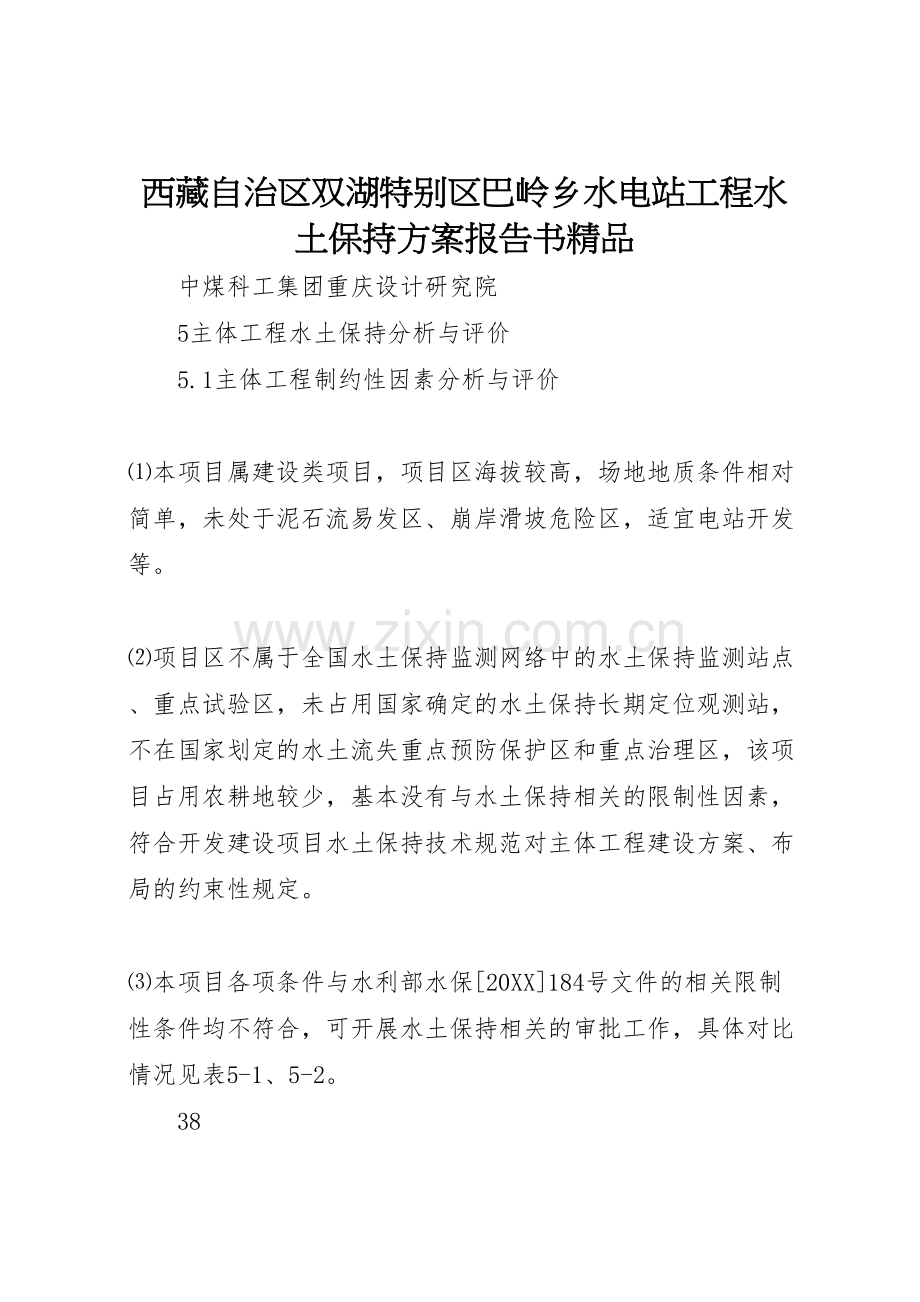 西藏自治区双湖特别区巴岭乡水电站工程水土保持方案报告书.doc_第1页