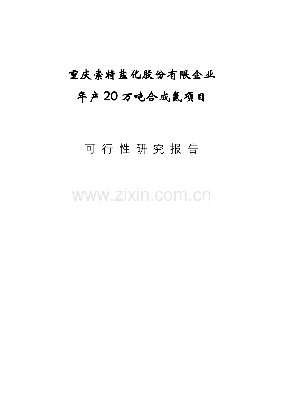 万吨合成氨扩建项目可行性研究报告.doc_第1页