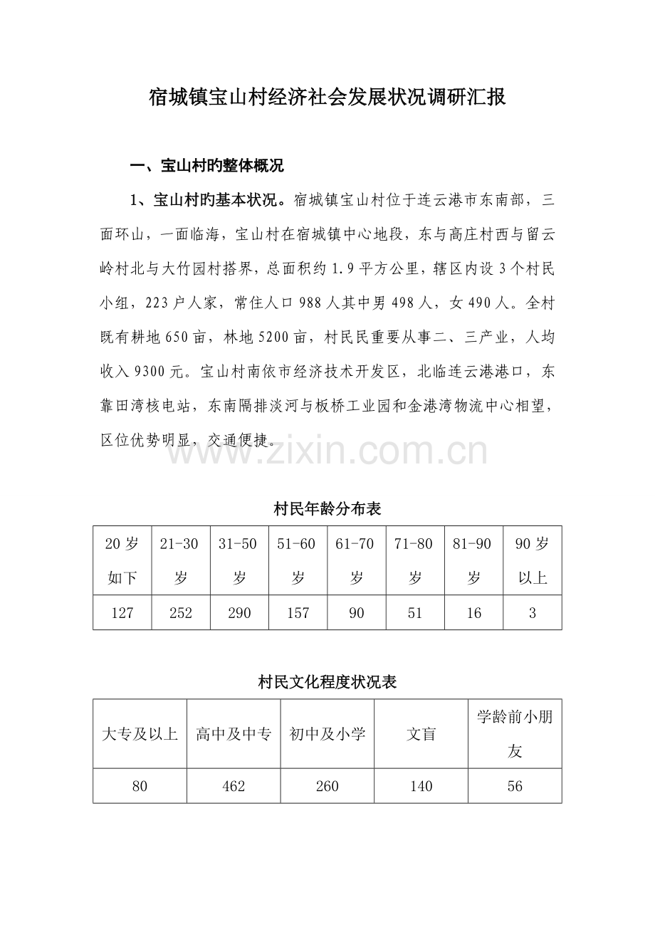 宿城乡宝山村经济社会发展情况调研报告.doc_第1页