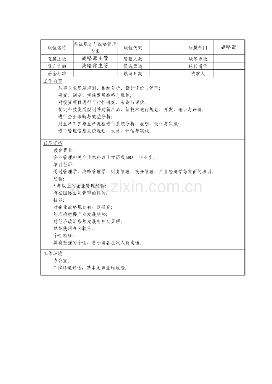 系统规划与战略管理专家岗位说明书.pdf_第1页