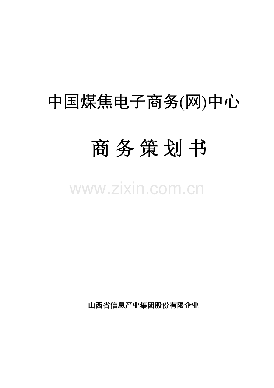 我国煤焦电子商务中心商务策划书.doc_第1页