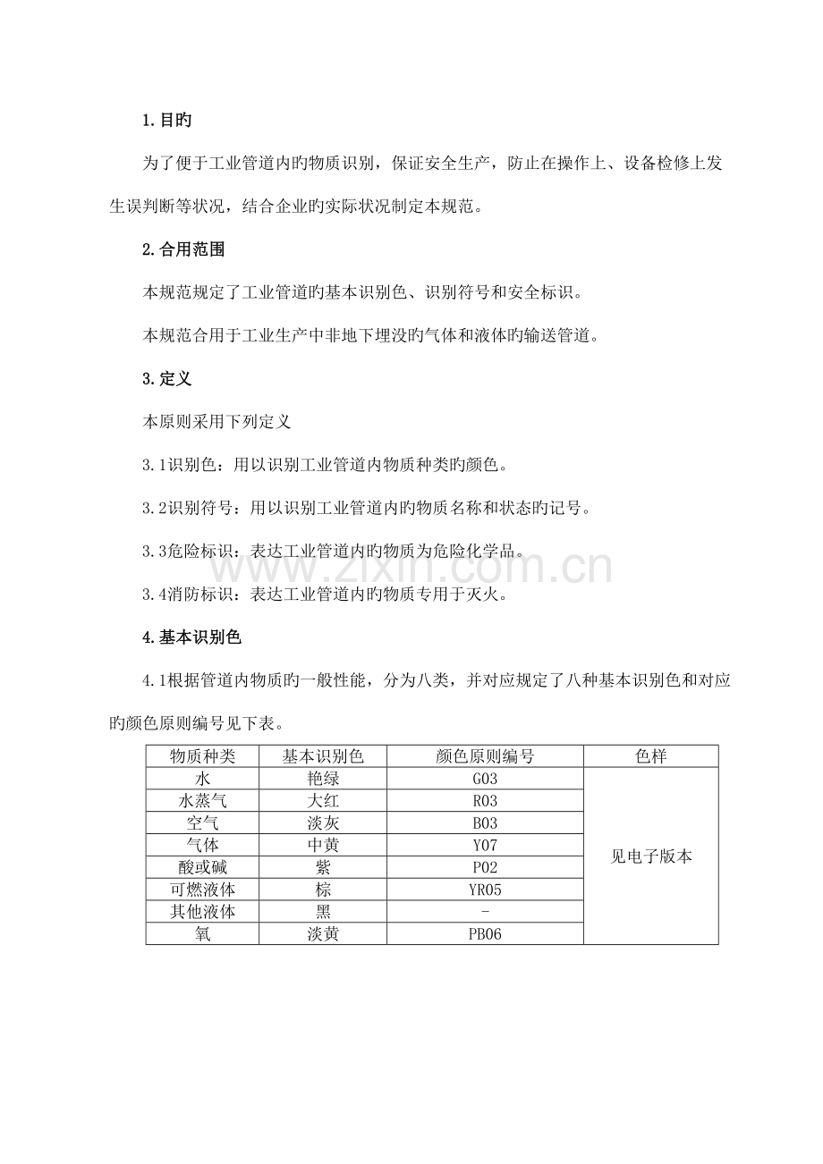 工业管道颜色及标识规范.doc_第1页