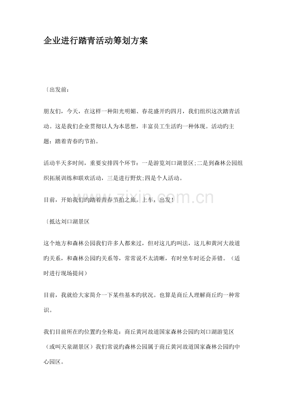 公司进行踏青活动策划方案概要.doc_第1页