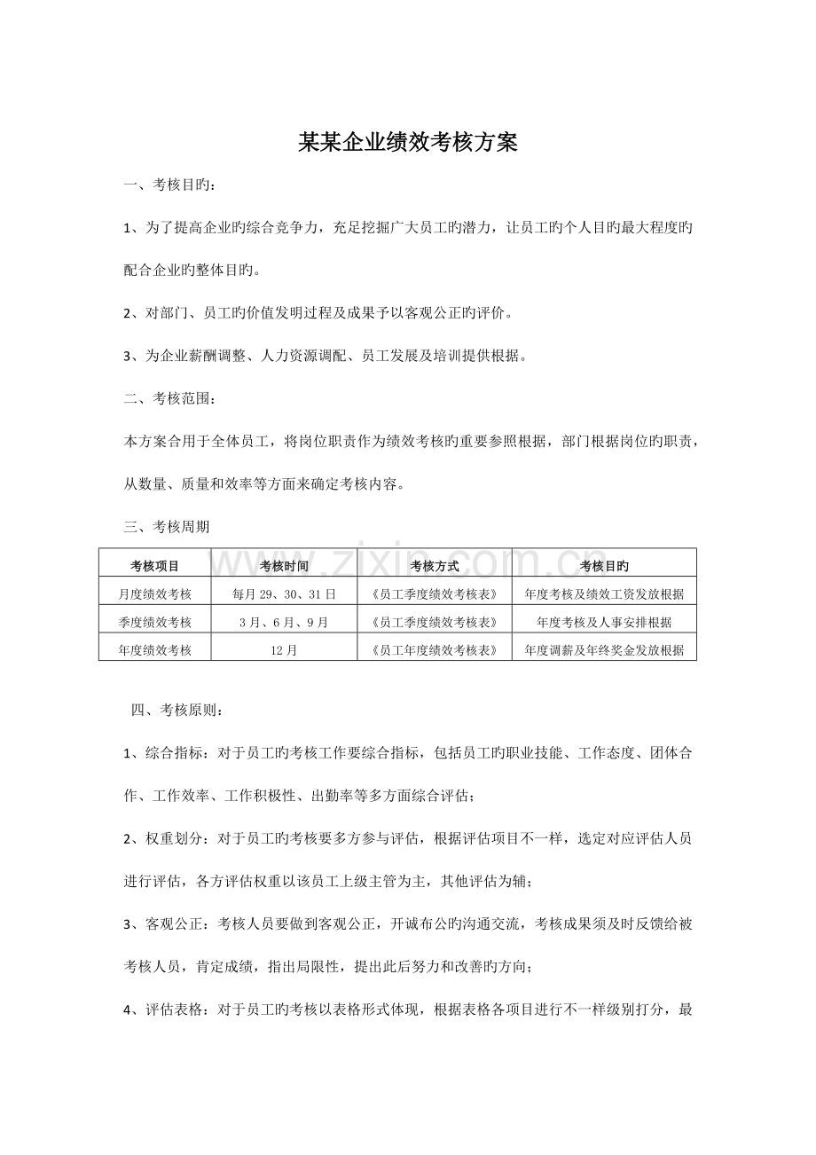 中小企业绩效考核指标制订方案.docx_第1页