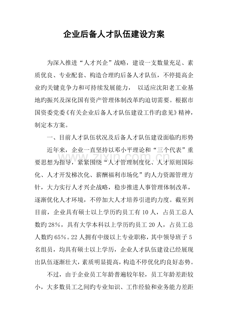 公司后备人才队伍建设方案.docx_第1页