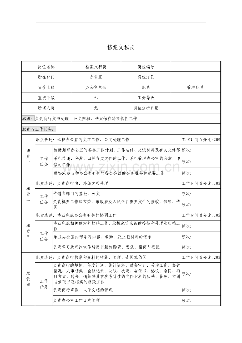 档案文秘岗职务说明书.pdf_第1页