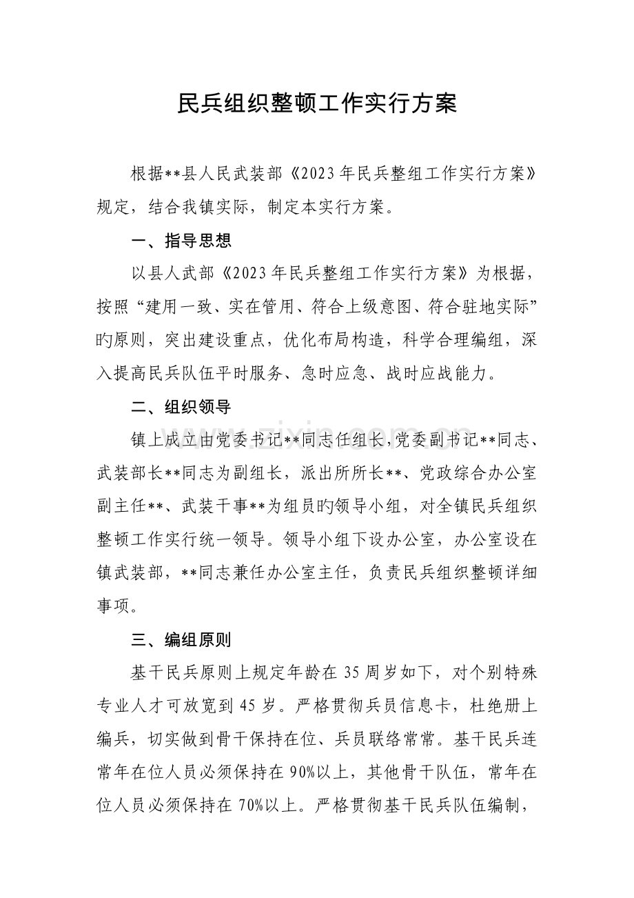 民兵整组工作实施方案.doc_第1页