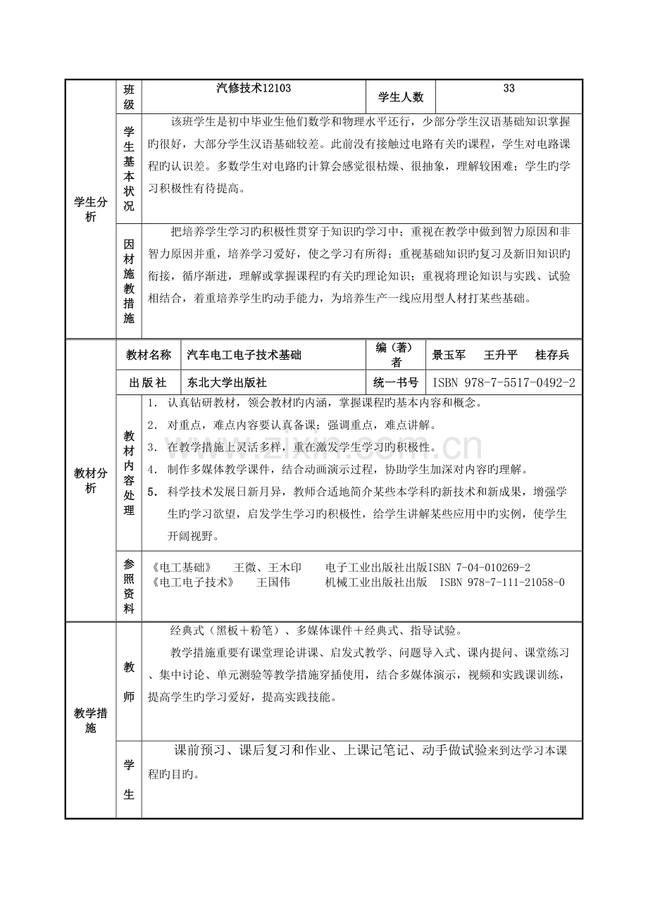 汽车电工电子技术教学标准Faruh完毕.doc_第3页