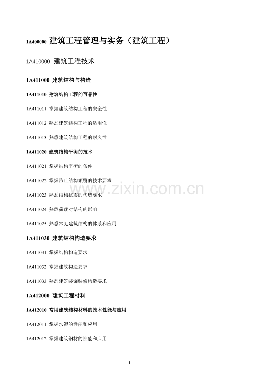 1A400000-建筑工程管理与实务大纲.doc_第1页