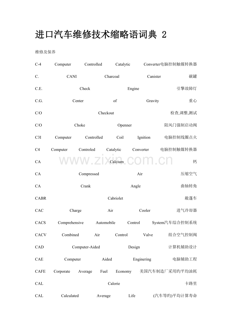 进口汽车维修技术缩略语词典.doc_第1页