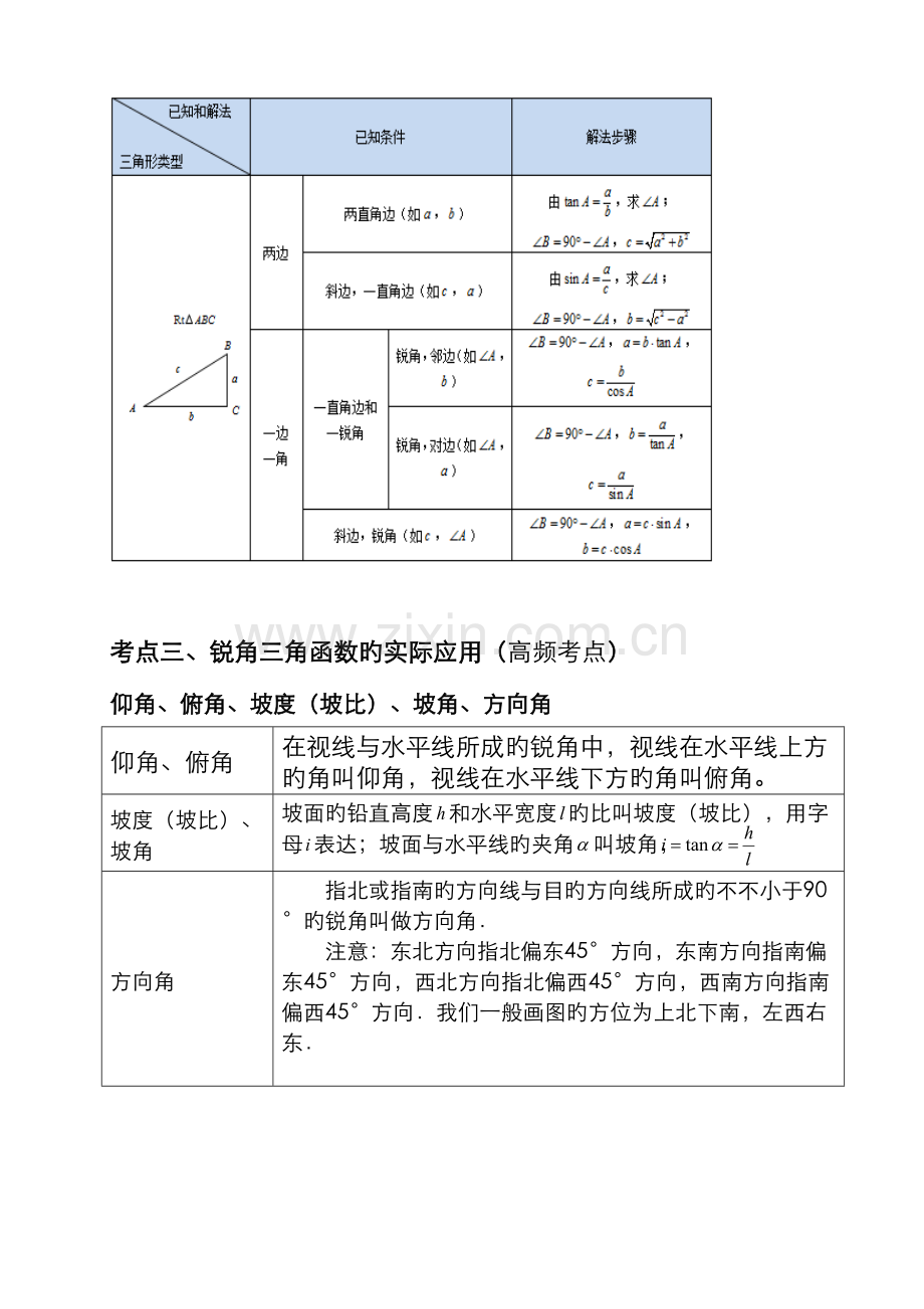 2023年初中锐角三角函数知识点总结.doc_第3页