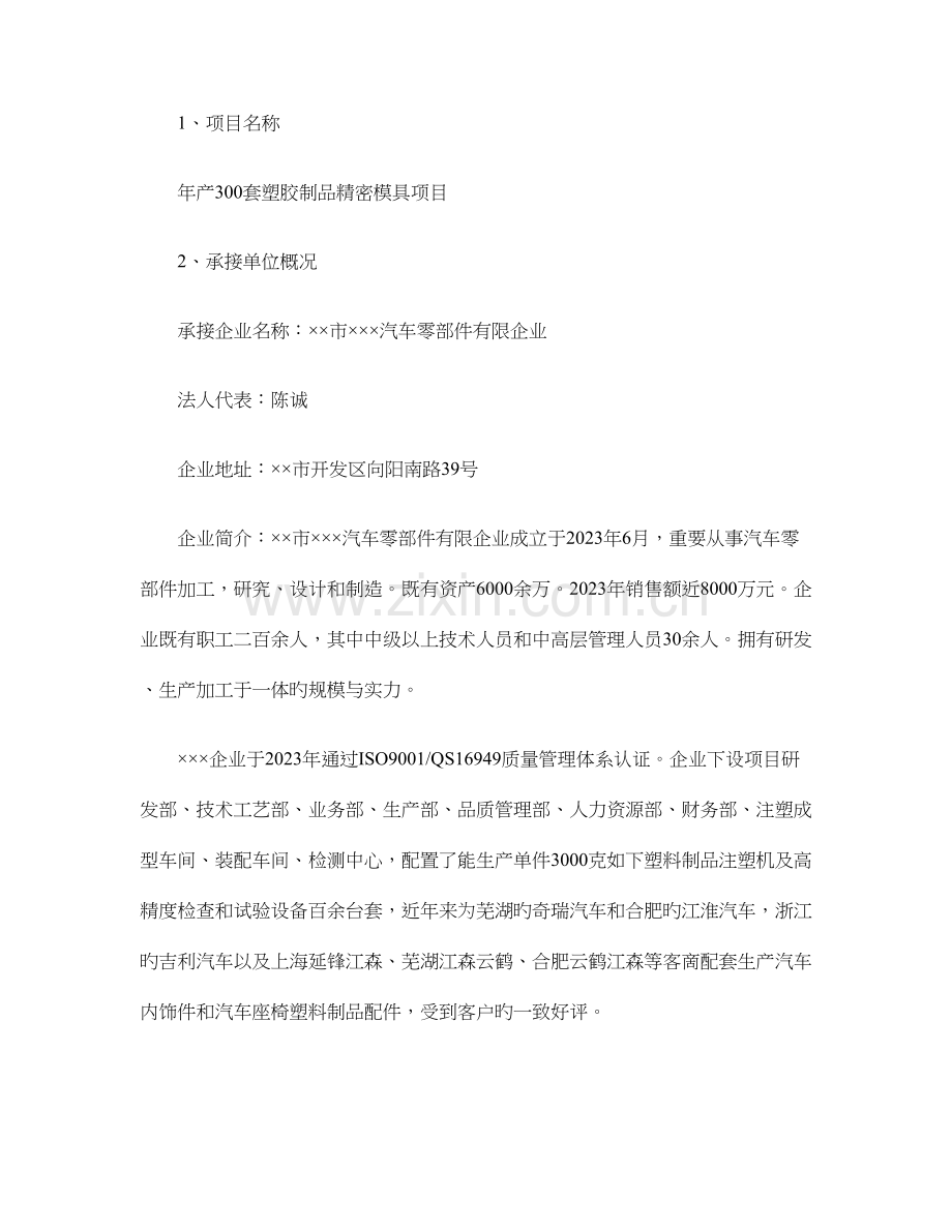 汽车零部件行业年产套塑胶制品精密模具项目可行性报告.doc_第2页