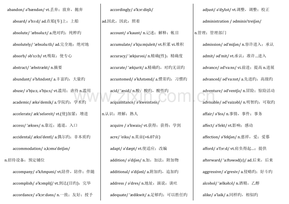 2023年英语六级词汇表带音标.doc_第1页