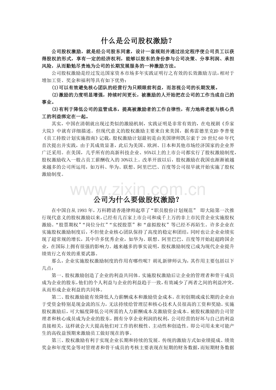 什么是公司股权激励.docx_第1页