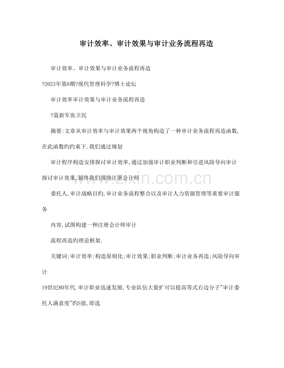 审计效率审计效果与审计业务流程再造.doc_第1页