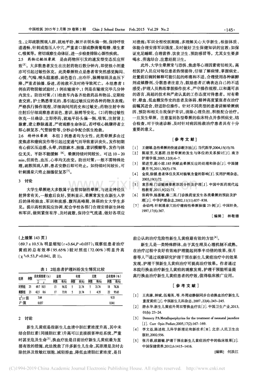 大学生晕厥的常见原因分析及防治对策_唐丽平.pdf_第2页