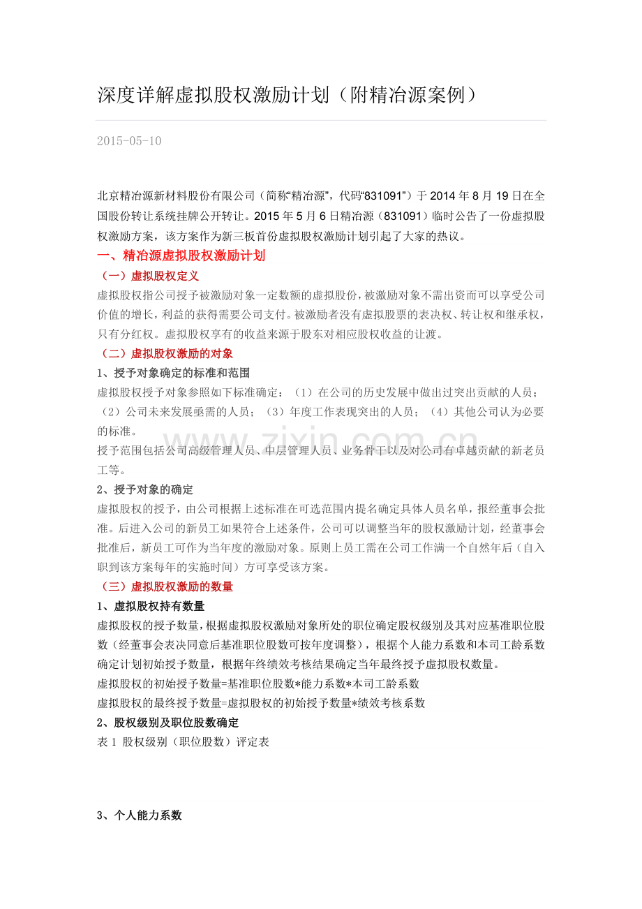 深度详解虚拟股权激励计划.docx_第1页