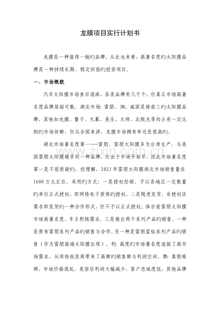 龙膜项目实施计划书.doc_第1页