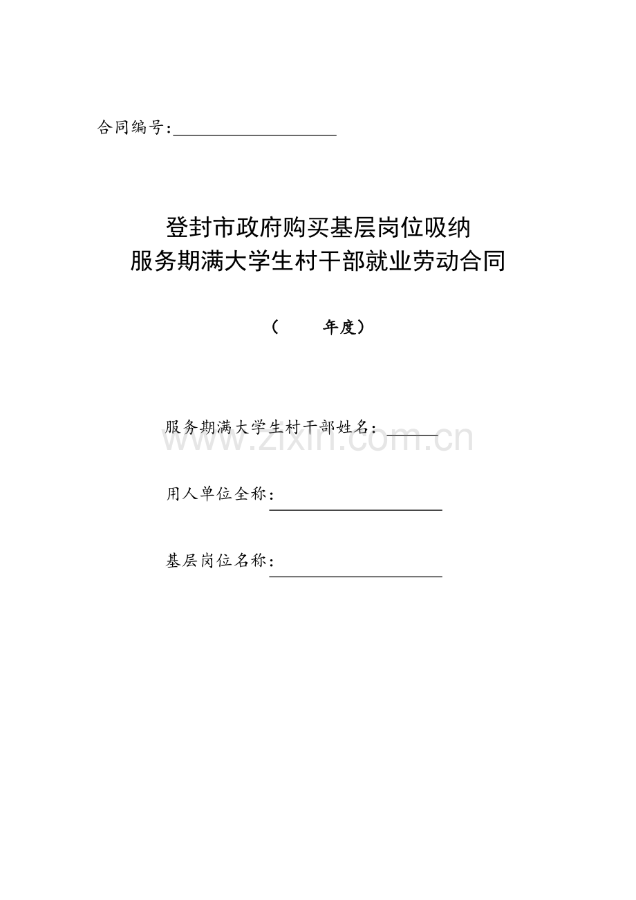 政府购岗劳动合同书.docx_第1页